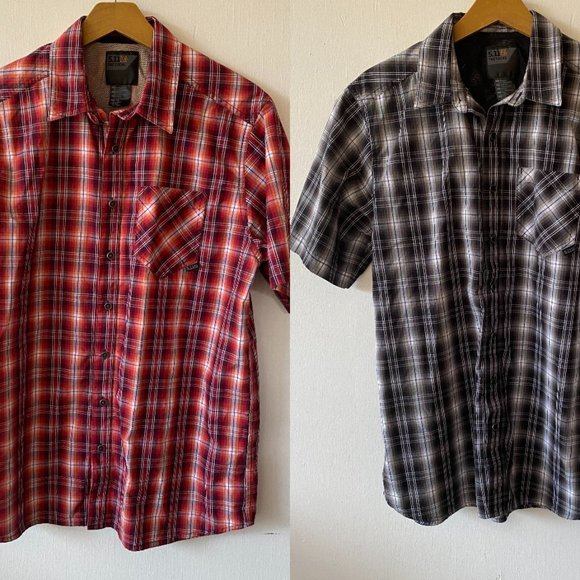 5.11 Tactical Other - 5.11 Tactical Men's Short Sleeve Shirt Lot (2) Plaid Snap Collared Red Black